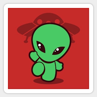 Funny Cute Kawaii Alien ET Etraterrestrial UFO Alien Meme Sticker